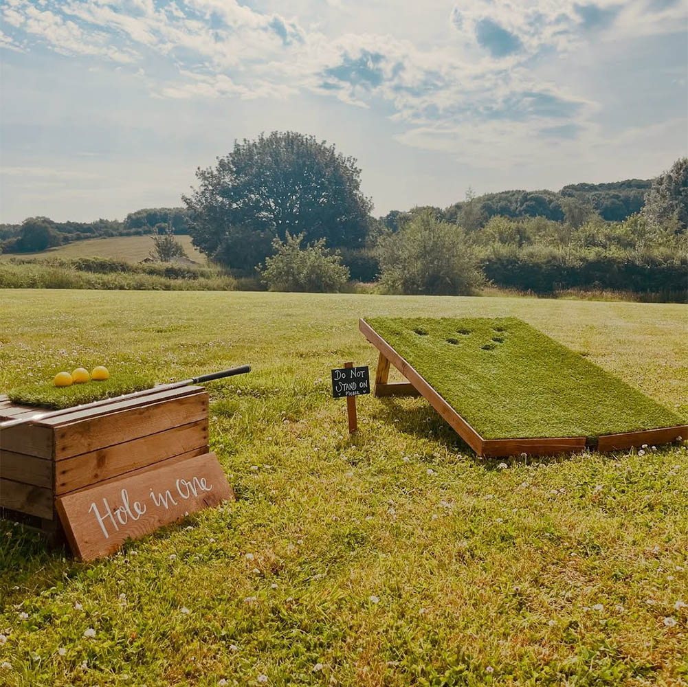 Hole in Giant Garden Games Hire at Fradswell Village Hall, Staffordshire